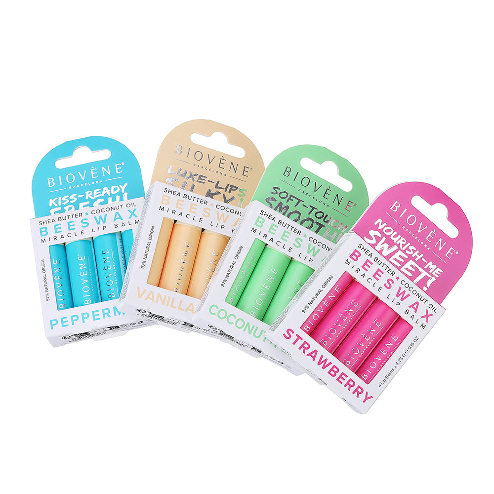 BEESWAX COCONUT+PEAR Extra-Moisturizing Miracle Lip Balm for Dryness, Cracking & Chapping, 4 pack