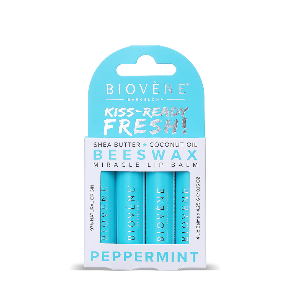 BEESWAX PEPPERMINT Extra-Moisturizing Miracle Lip Balm for Dryness, Cracking & Chapping, 4 pack