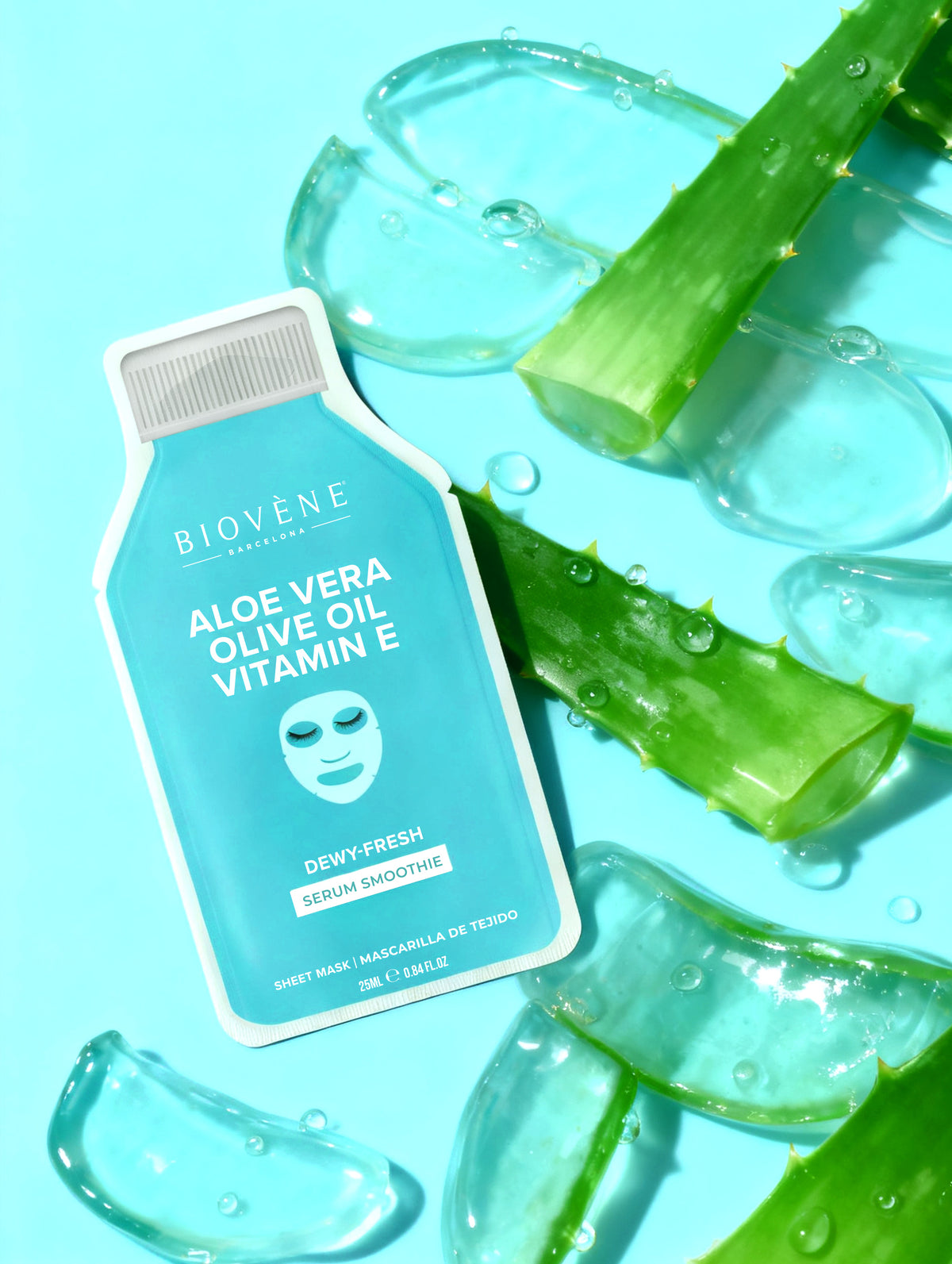 ALOE VERA + VITAMIN E DEWY-FRESH! Smoothie Serum Sheet Mask with nourishing Vitamin E, Aloe Vera & Olive Oil