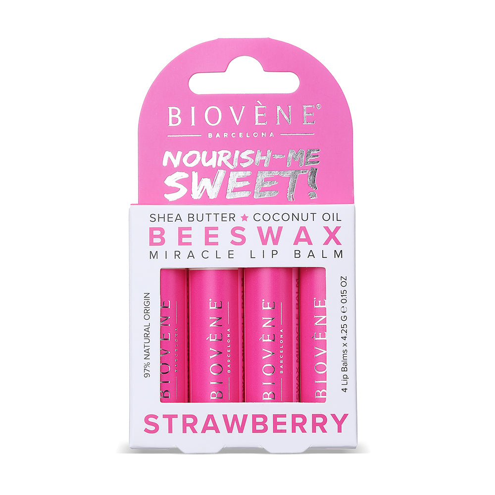 BEESWAX STRAWBERRY Extra-Moisturizing Miracle Lip Balm for Dryness, Cracking &amp; Chapping, 4 pack