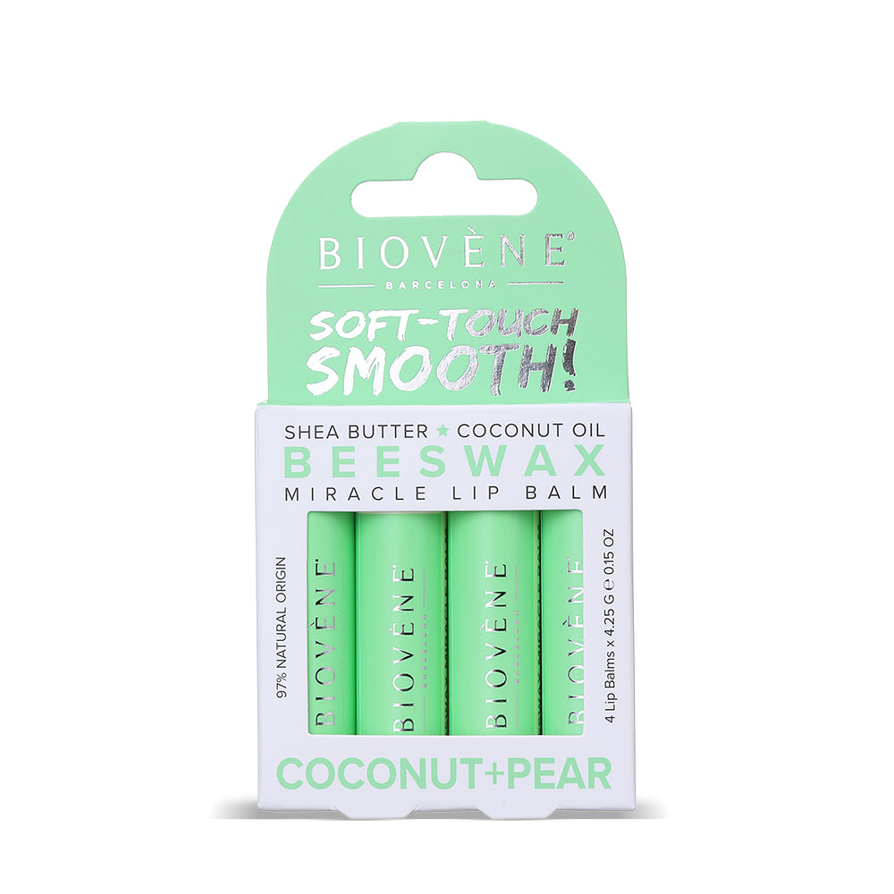 BEESWAX COCONUT+PEAR Extra-Moisturizing Miracle Lip Balm for Dryness, Cracking &amp; Chapping, 4 pack