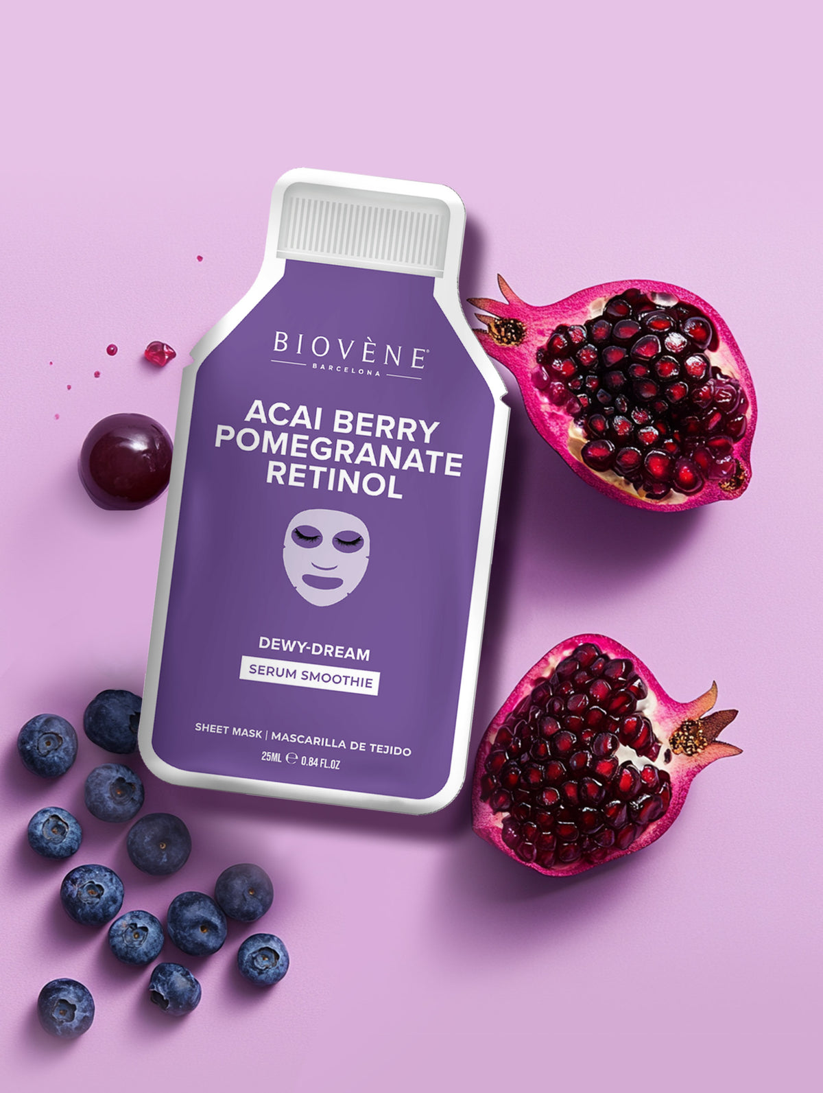 ACAI + RETINOL DEWY-DREAM! Smoothie Serum Sheet Mask with anti-aging Retinol, Acai and Pomegranate