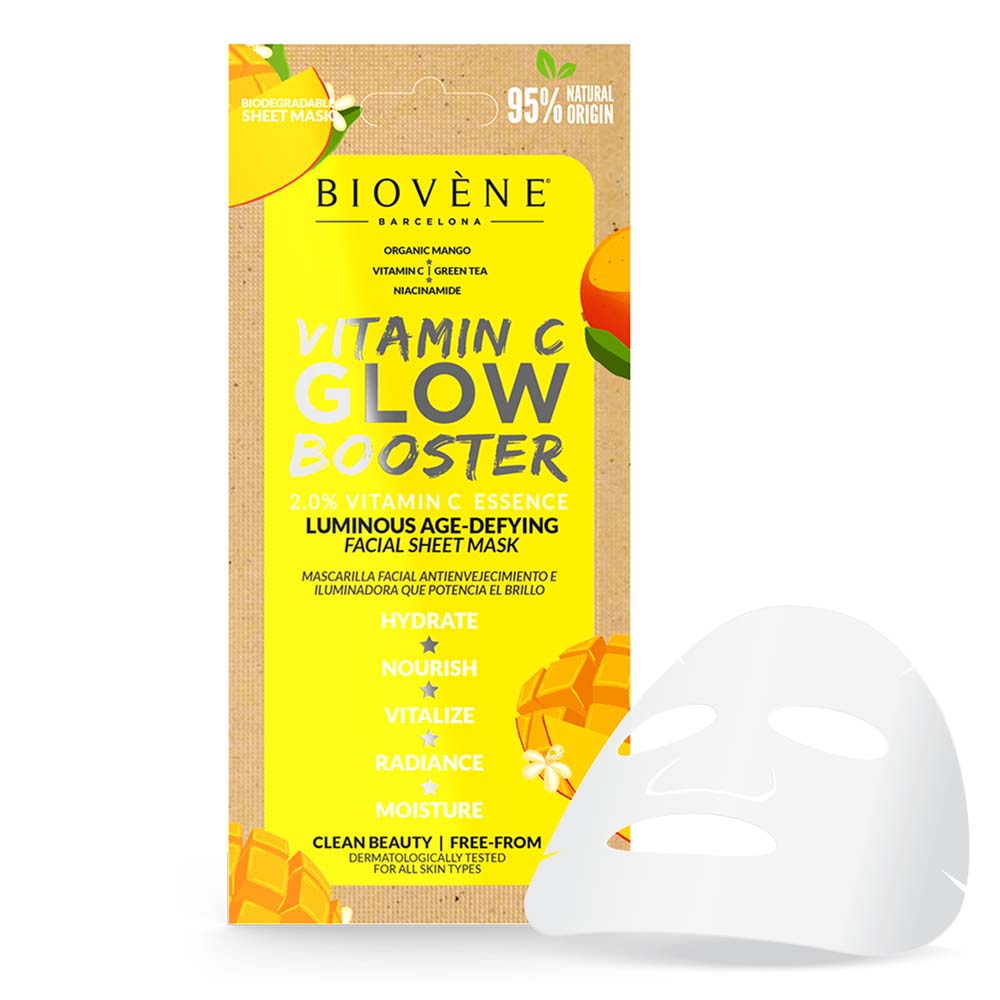 VITAMIN C GLOW BOOSTER Age-Defying Organic Mango Biodegradable Sheet Mask