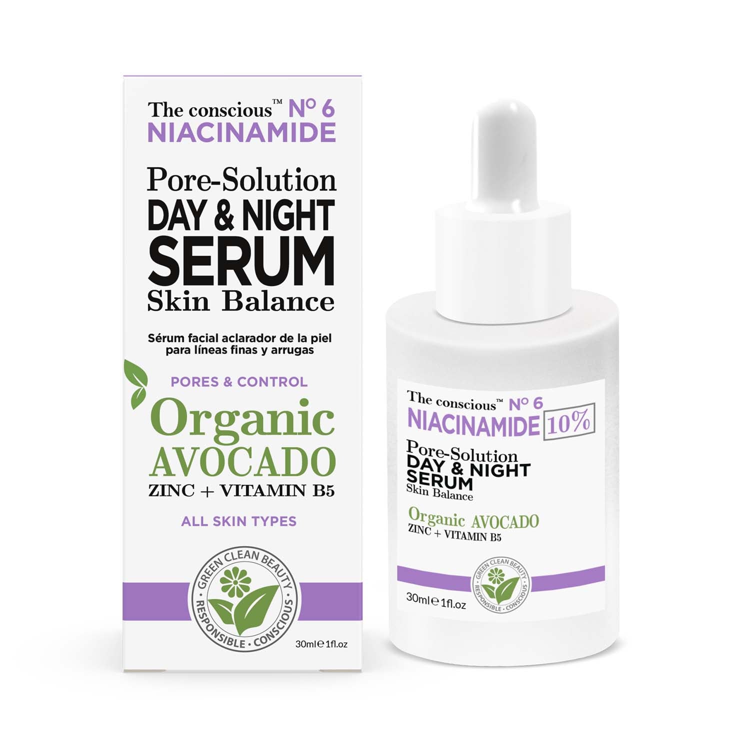 The conscious™ Niacinamide Pore-Solution Day &amp; Night Serum Organic Avocado