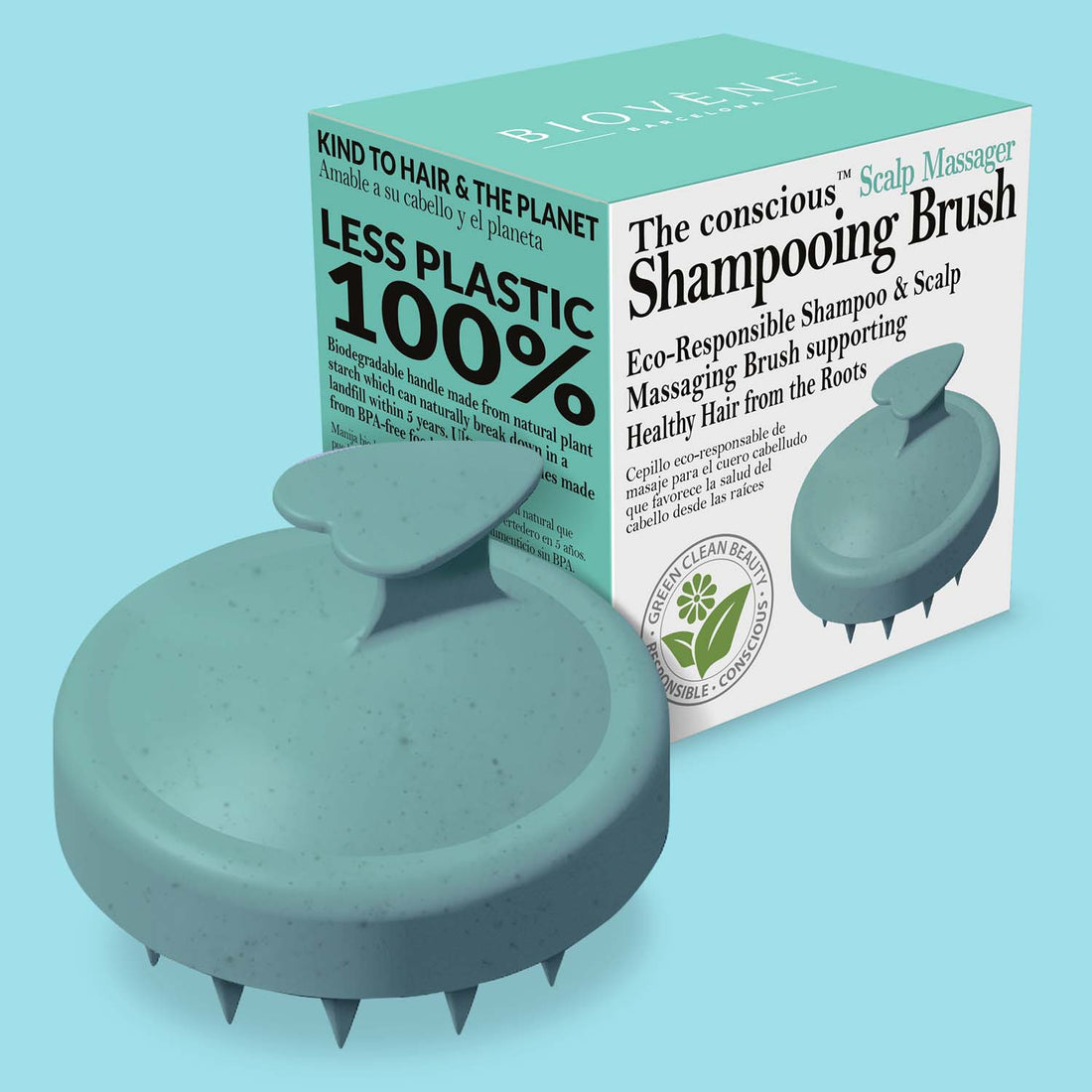 The conscious™ Biodegradable Scalp Massager, Shampooing Brush - MINT GREEN